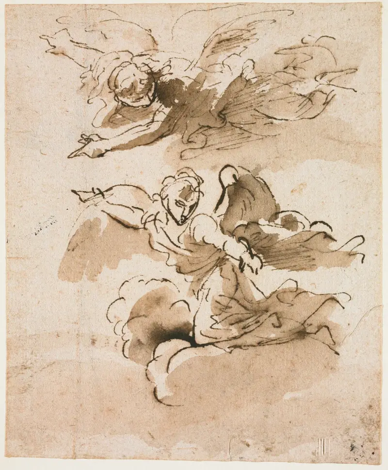 Zwei fliegende Engel von Pier Francesco Mola