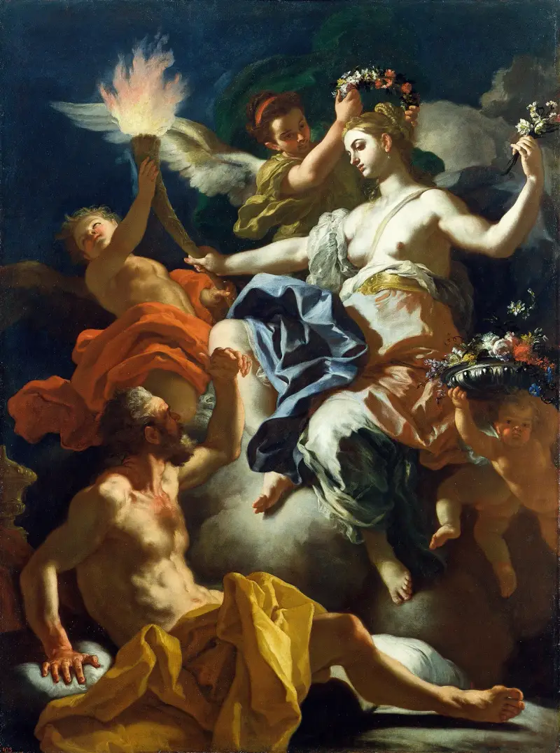 Aurora tar avsked av Tithonos av Francesco Solimena