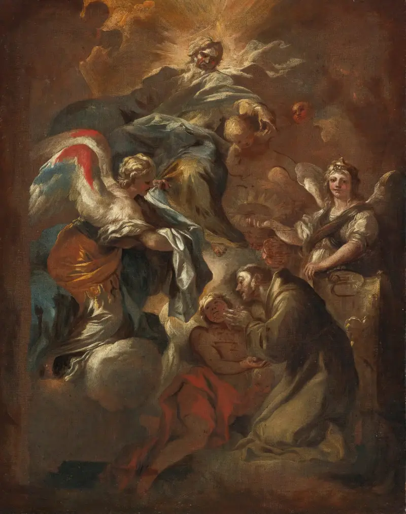 Den helige Franciskus avsäger sig prästämbetet, skiss av Francesco Solimena