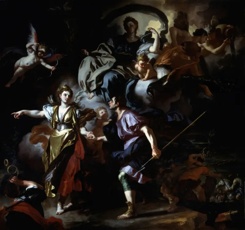 Dido och Aeneas kungliga jakt av Francesco Solimena