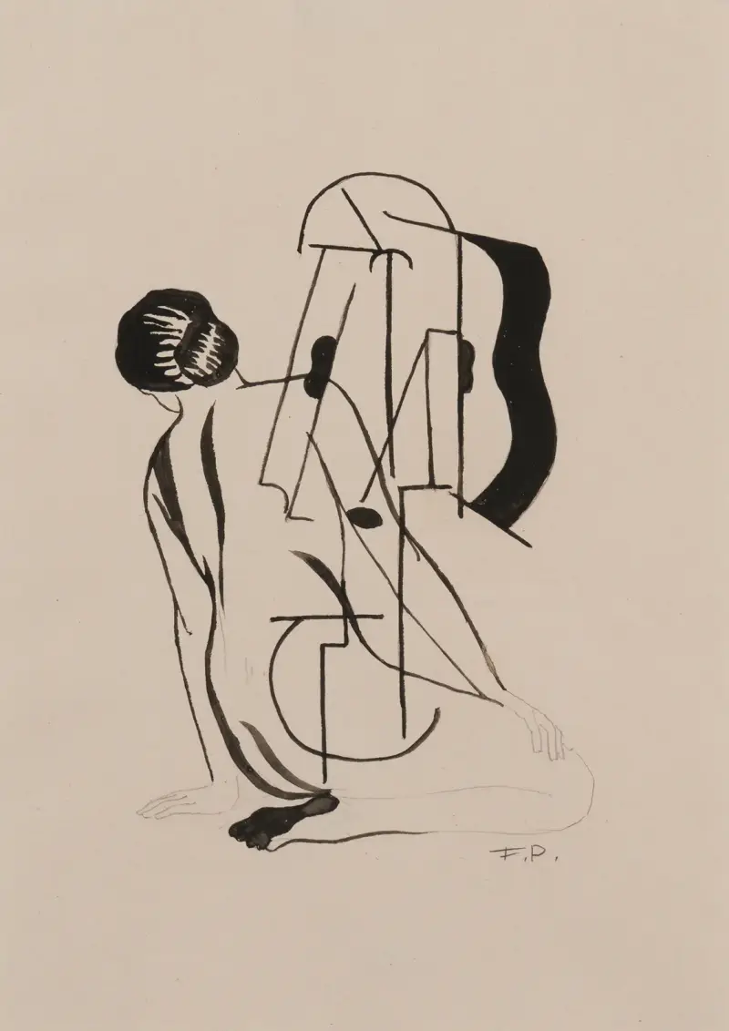 Utan titel eller Naken kvinna med gitarr av Francis Picabia