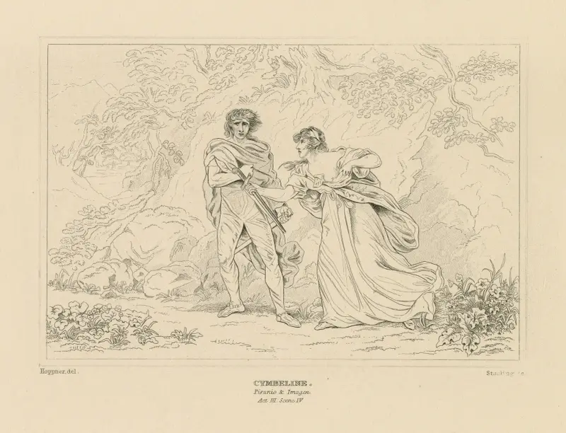 Cymbeline; Pisanio und Imogen, Akt III, Szene IV von William Francis Starling