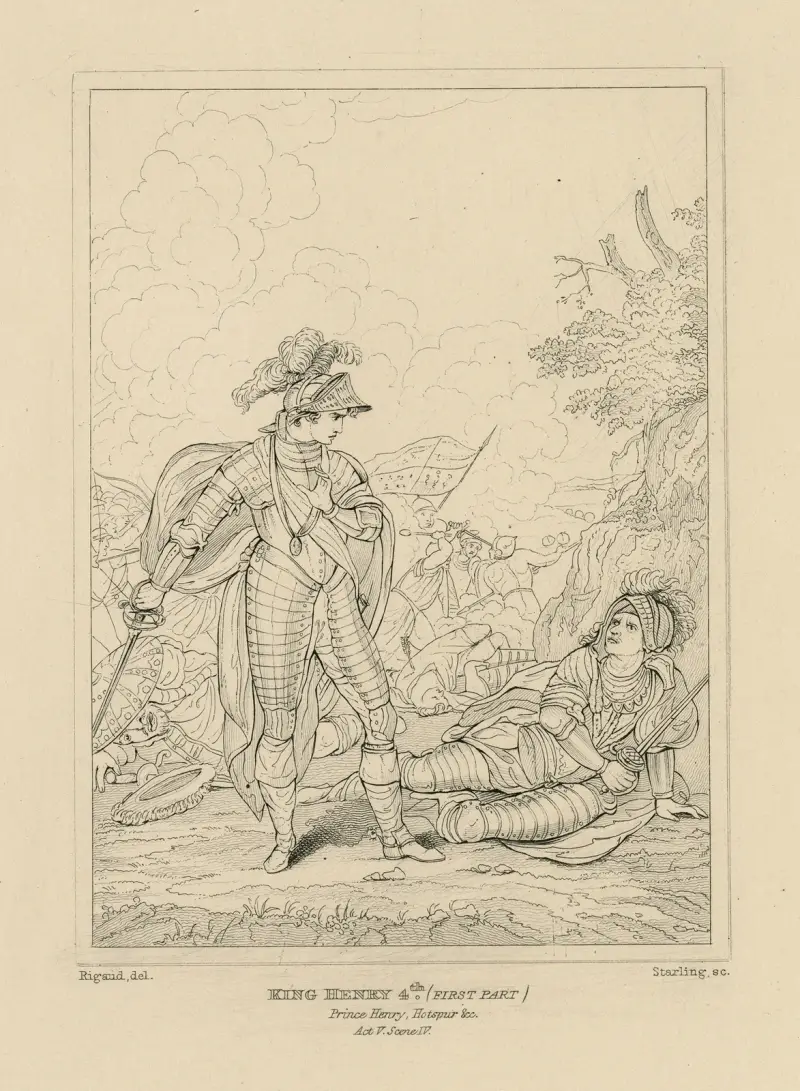 Kung Henrik IV (första delen): Prins Henrik, Hotspur m.fl., akt V, scen IV av William Francis Starling