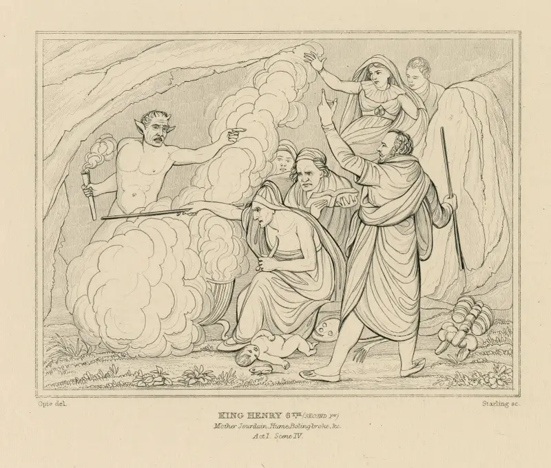 König Heinrich VI. (zweiter Teil), Mutter Jourdain, Hume, Bolingbroke u. a., Akt I, Szene IV von William Francis Starling