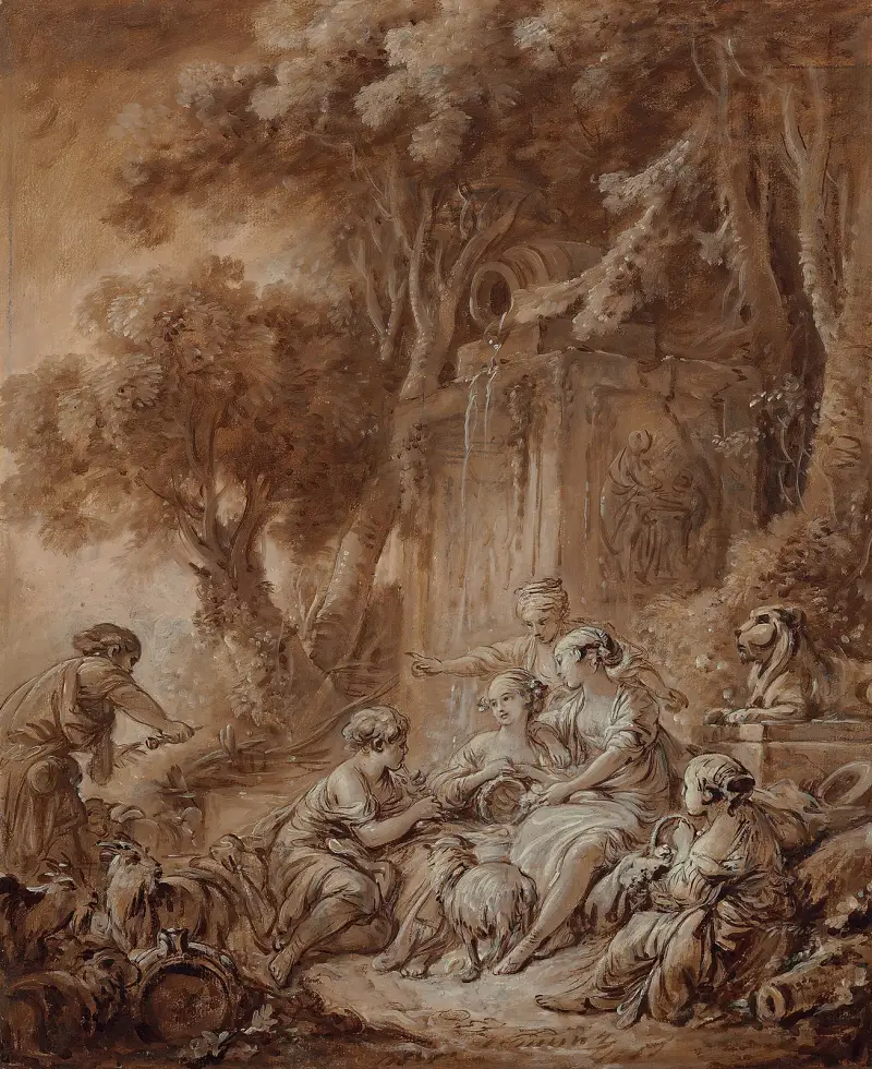 Pastorale mit Flötenspieler von François Boucher