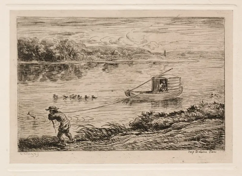 Skeppsgosse halande trossen av Charles François Daubigny