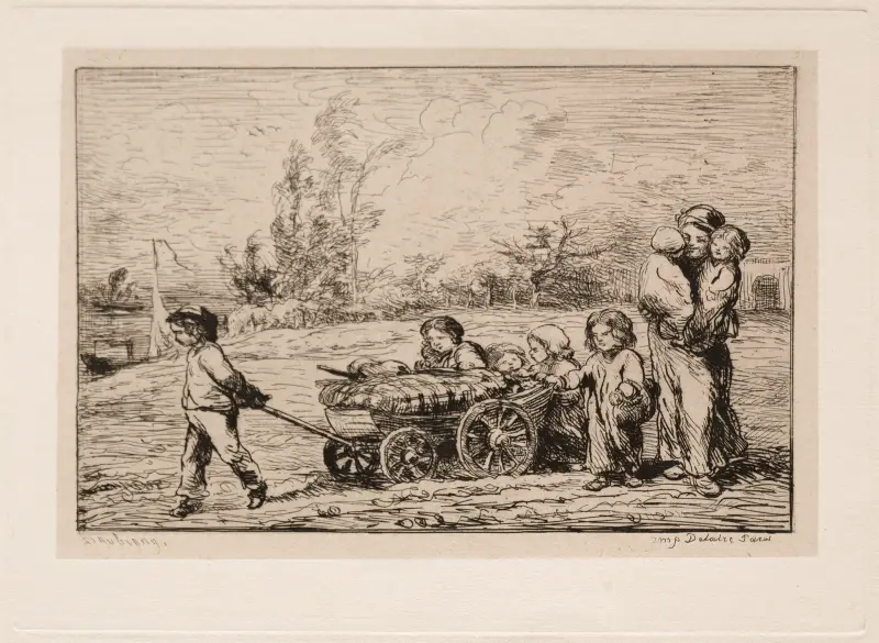 Inflyttning till 'Le Botin' (Båtens inredning) eller Flytt till båten av Charles François Daubigny