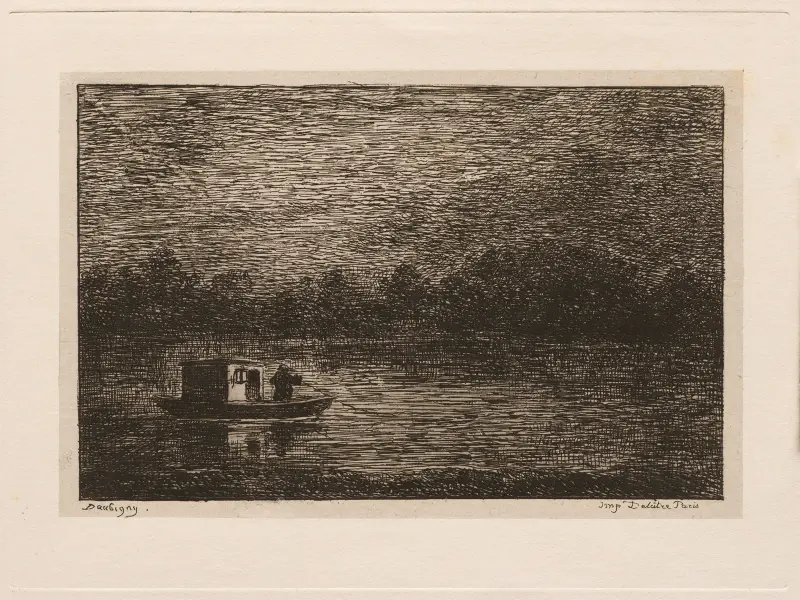 Nattlig färd eller nätfiske av Charles François Daubigny