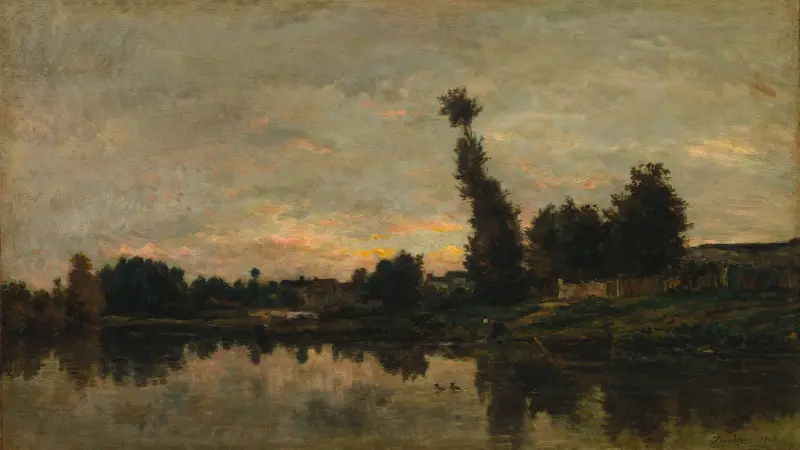 Západ slunce na řece Oise, Charles François Daubigny