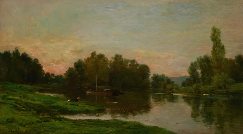 Målarens pråm vid Île de Vaux i Oise av Charles François Daubigny