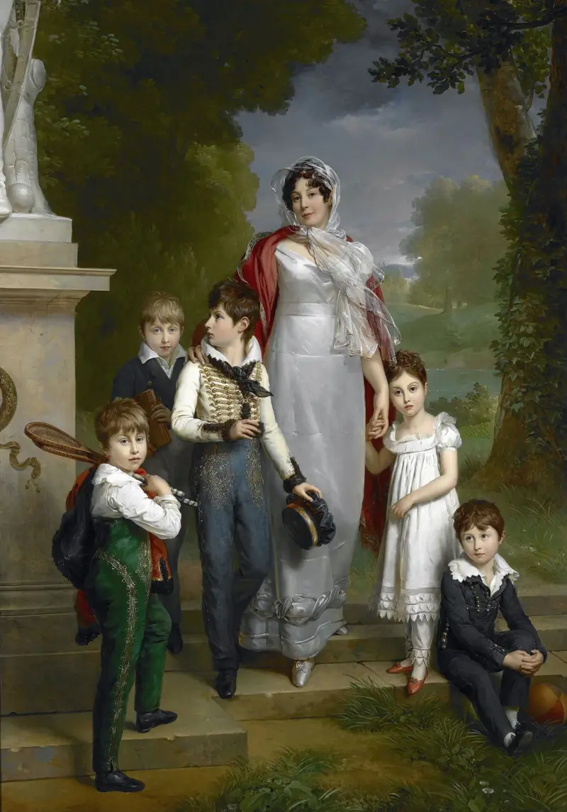 Porträtt av Louise-Antoinette-Scholastique Guéhéneuc, Madame la Maréchale Lannes, Duchesse de Montebello, med sina barn av François Gérard