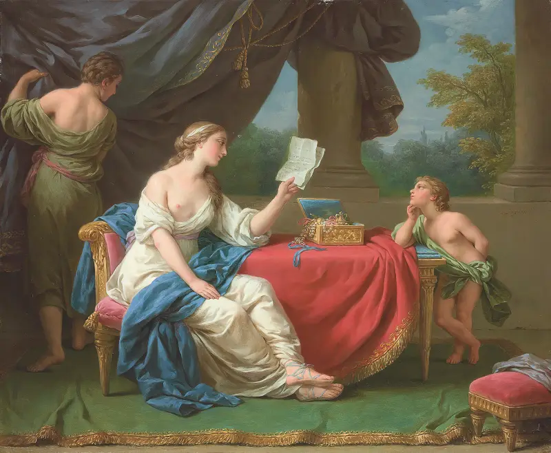 Penelope läser ett brev från Odysseus av Louis-Jean-François Lagrenée