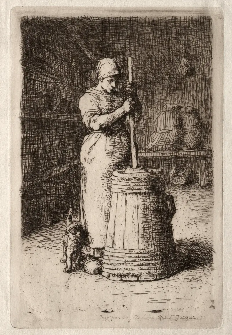 A Woman Churning av Jean-François Millet
