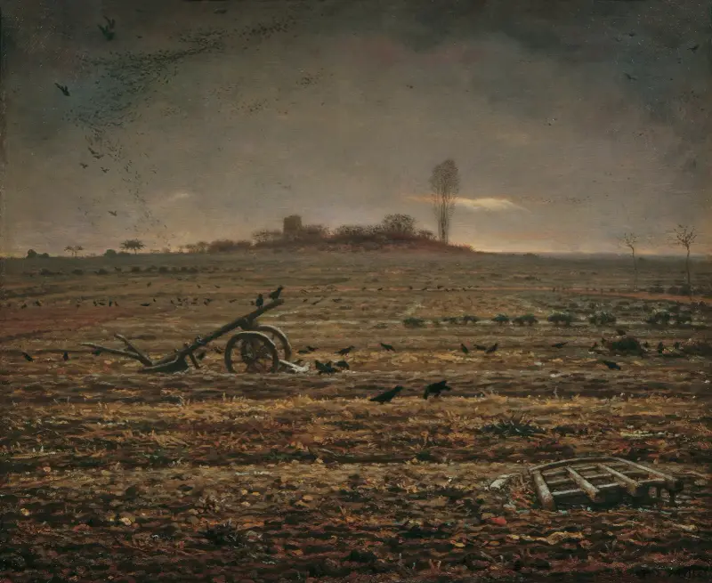 Slätten vid Chailly med harv och plog av Jean-François Millet