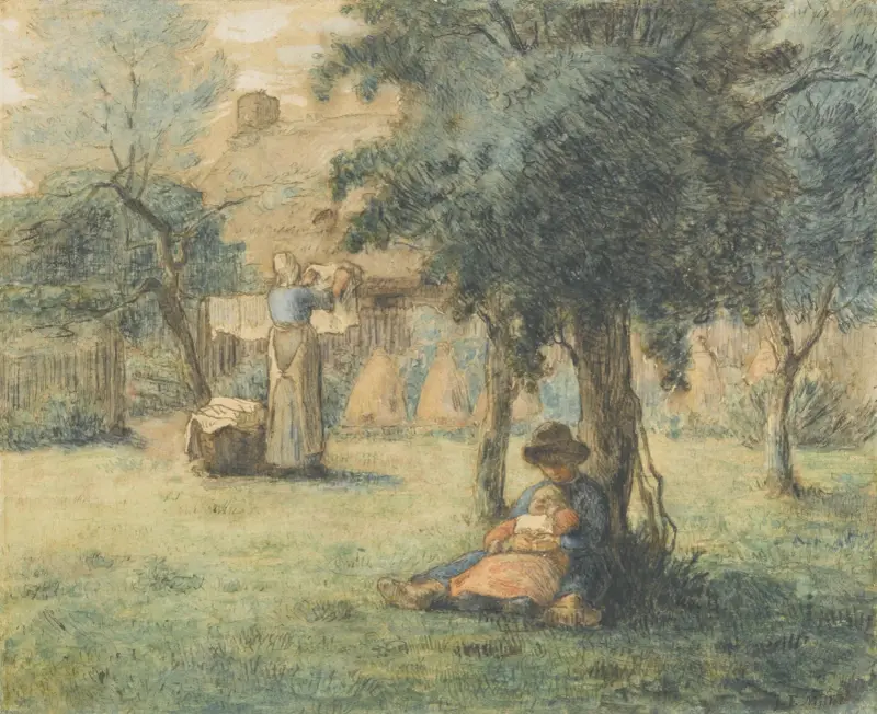 Kobieta rozwieszająca pranie, Jean-François Millet