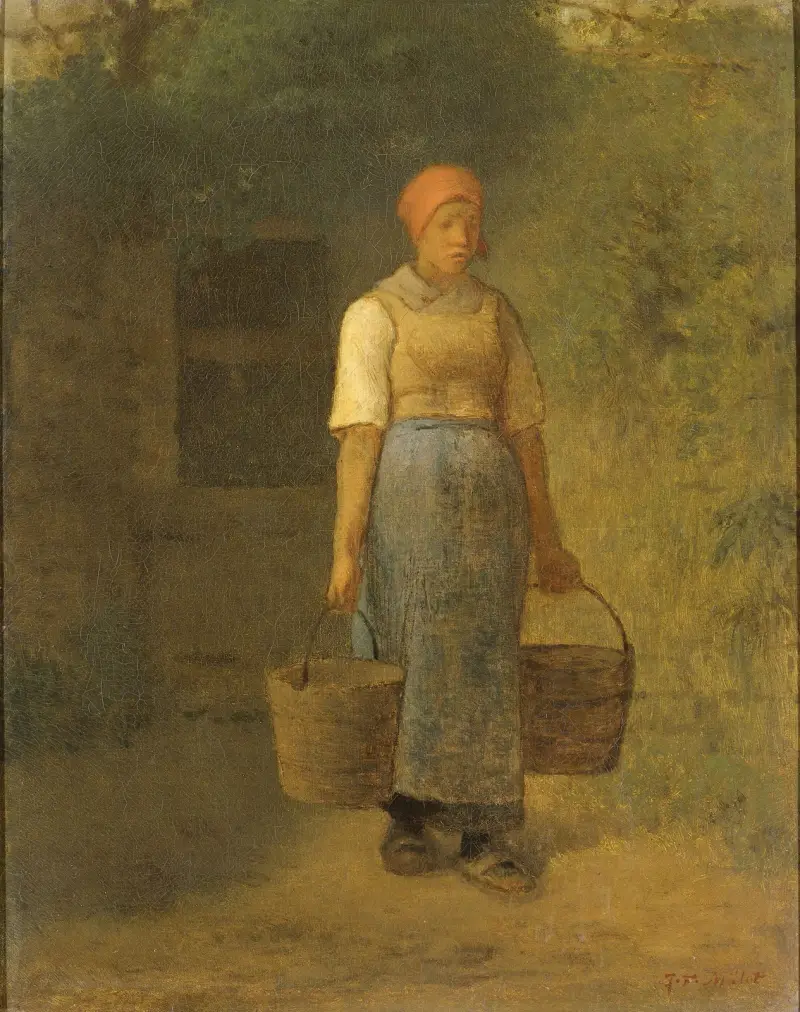 Flicka bärande vatten av Jean-François Millet