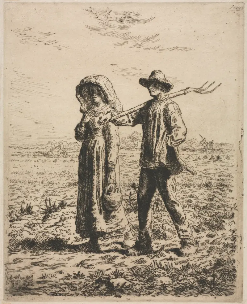 Going to work, 1863 av Jean-François Millet