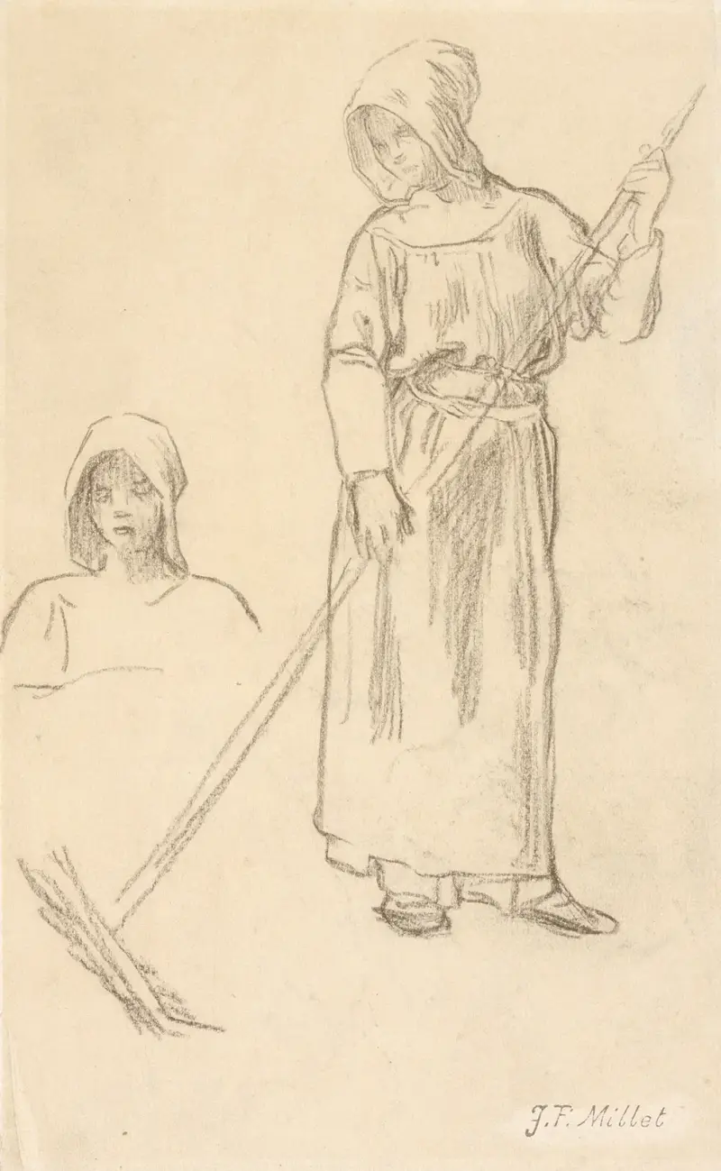 Mäher und eine Kopfstudie von Jean-François Millet