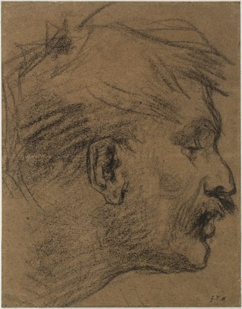 Huvud av en man i profil av Jean-François Millet