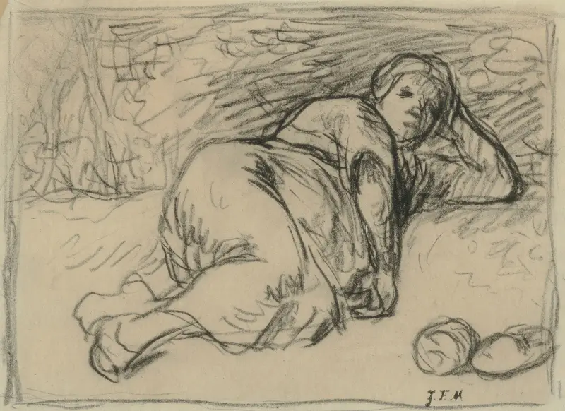 Śpiąca pasterka w cieniu krzewu dębowego, Jean-François Millet