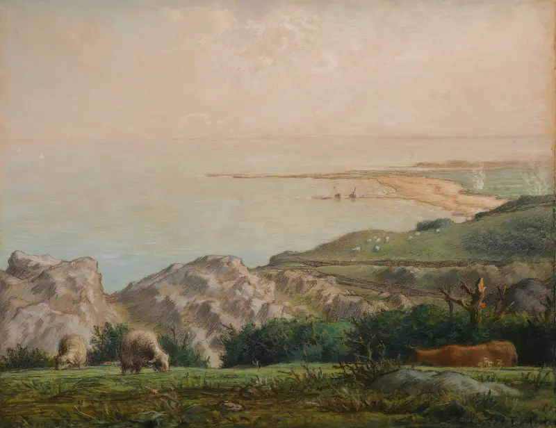 Das Meer vom Gipfel der Klippe von Landemer aus gesehen von Jean-François Millet