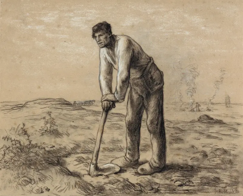 Mann mit Hacke, 1860 von Jean-François Millet