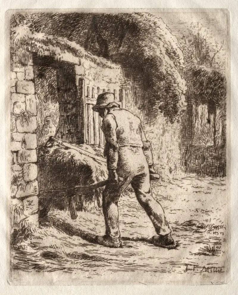 Peasant with a Wheelbarrow av Jean-François Millet