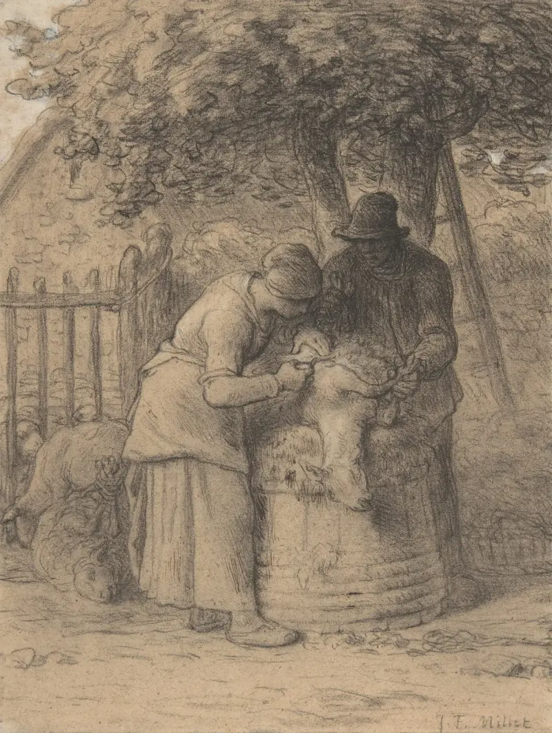 Sheepshearing Beneath a Tree av Jean-François Millet