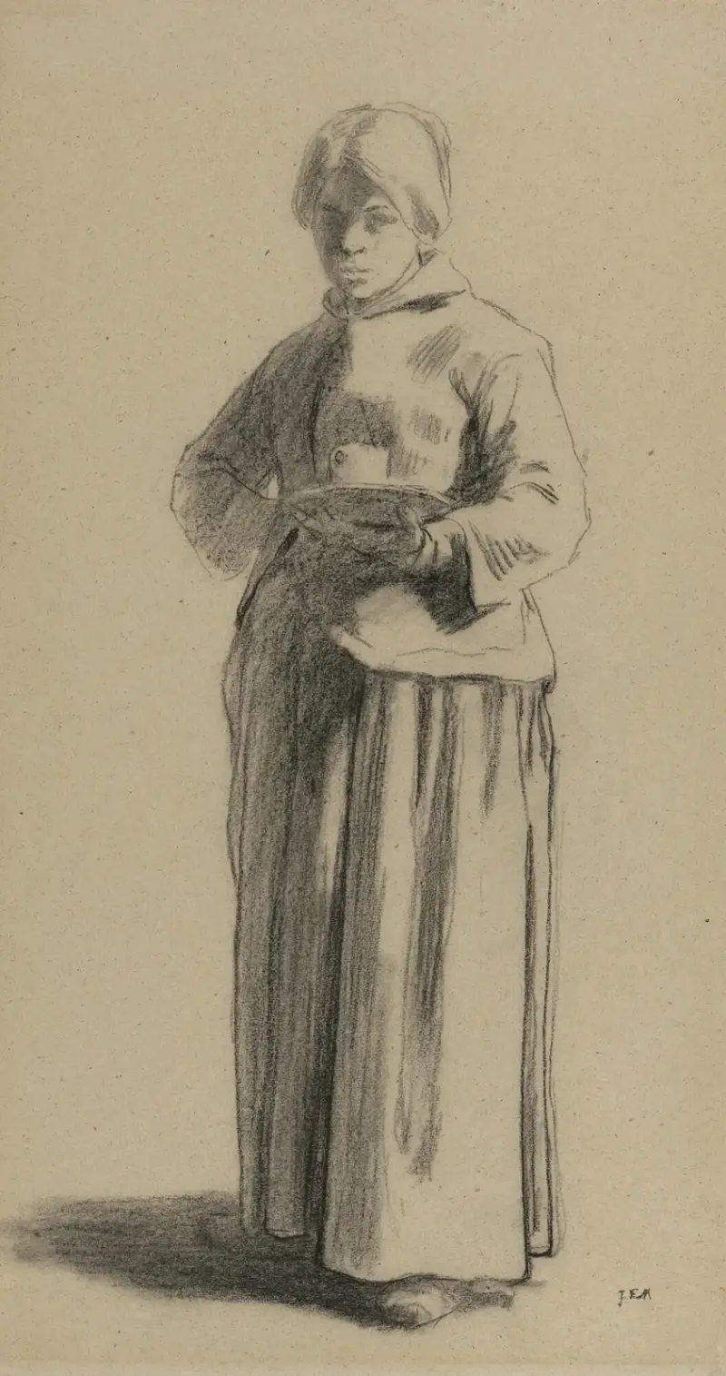 Studie einer Frau mit einer Tasse von Jean-François Millet
