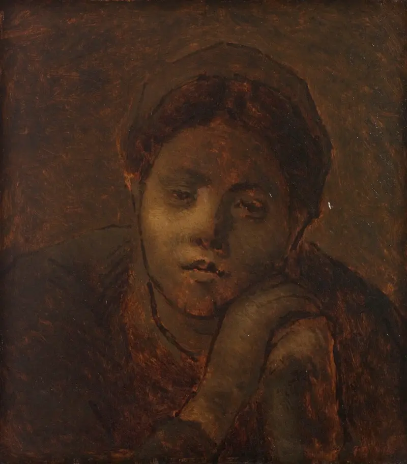 Bondkvinnohuvud, studie av Jean-François Millet