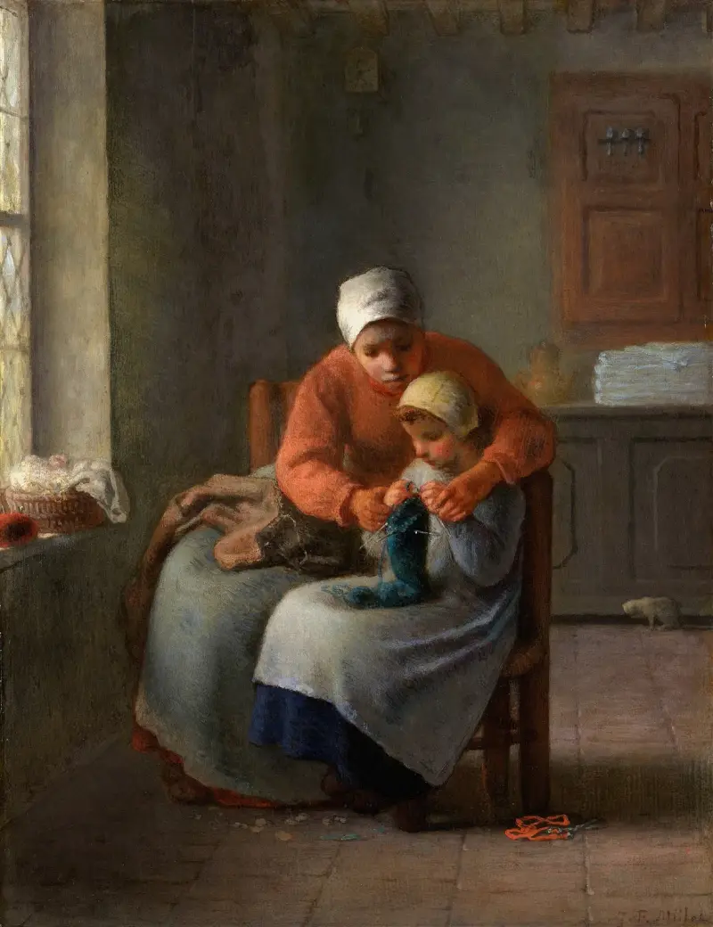 Die Strickstunde, 1860 von Jean-François Millet