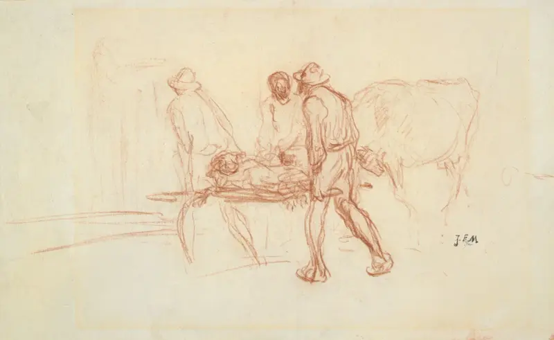 Nowo narodzone cielę, Jean-François Millet