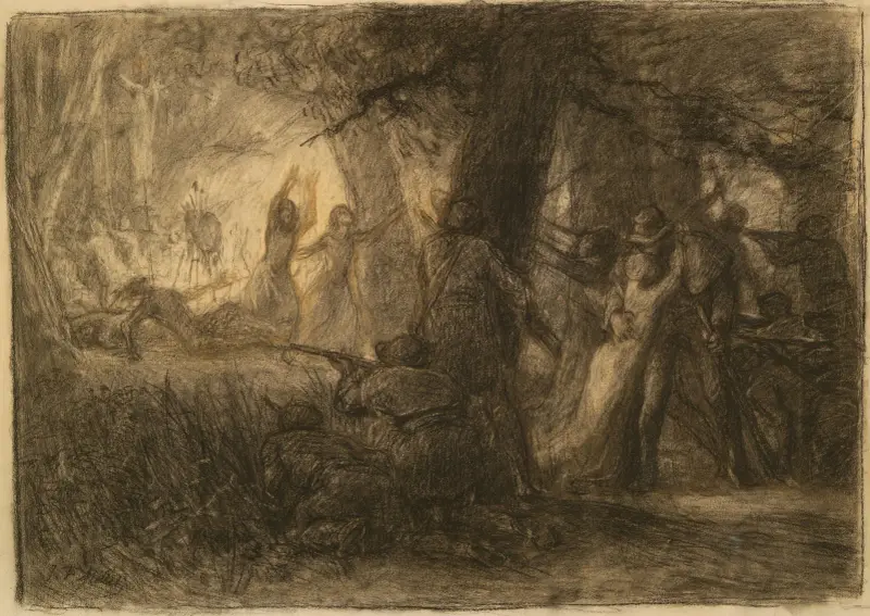 Räddningen av Daniel Boones och Richard Callaways döttrar av Jean-François Millet