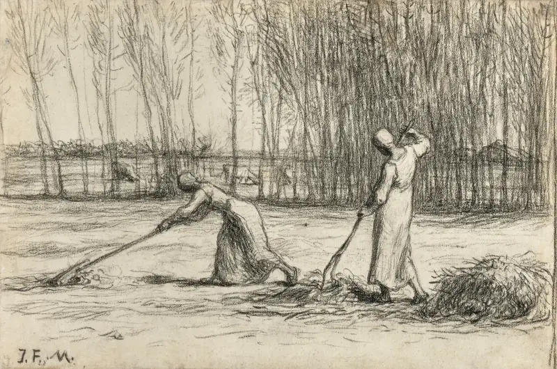 Zwei Frauen bei der Heuarbeit von Jean-François Millet