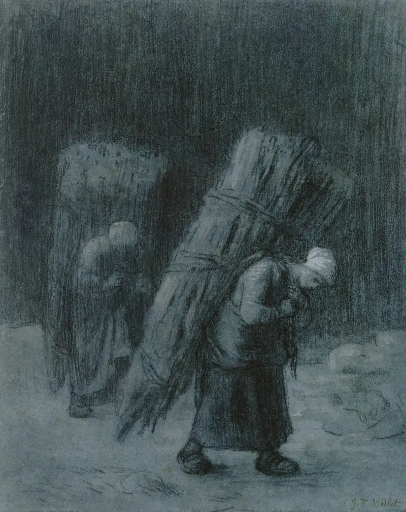 Frauen, Reisigbündel tragend von Jean-François Millet