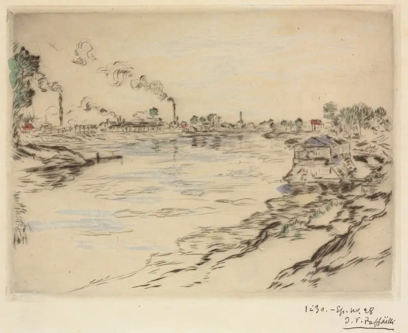 La Seine, à Asnières av Jean François Raffaëlli