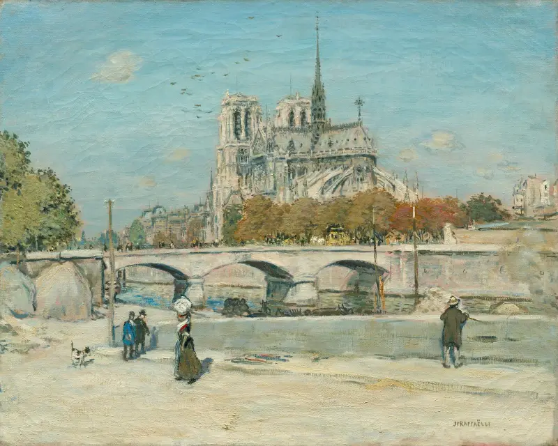 Notre-Dame sedd från Quai de la Tournelle av Jean François Raffaëlli