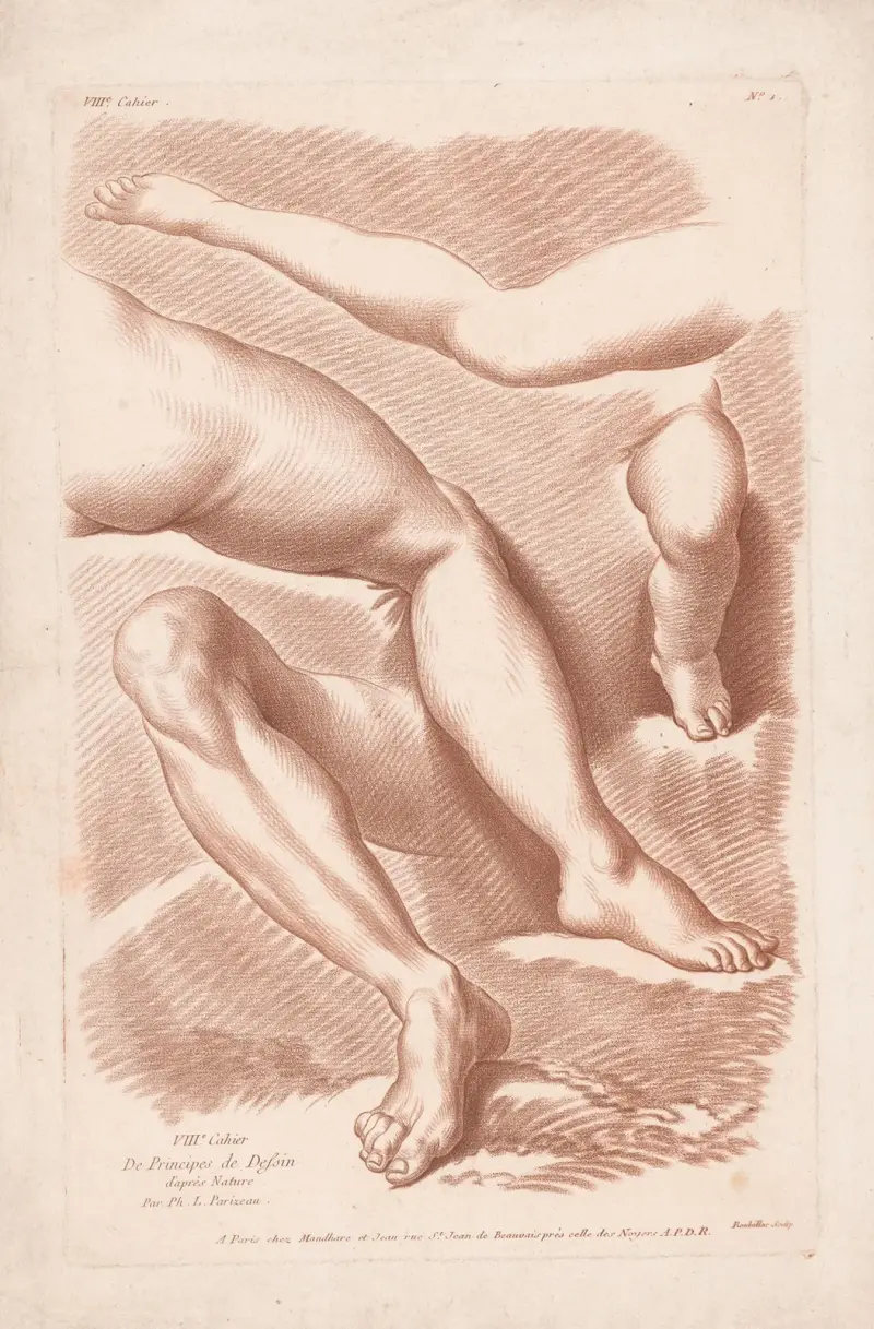 Vier Beine in verschiedenen Stellungen, 1749 – Nr. 1 von Louis-François Roubiliac