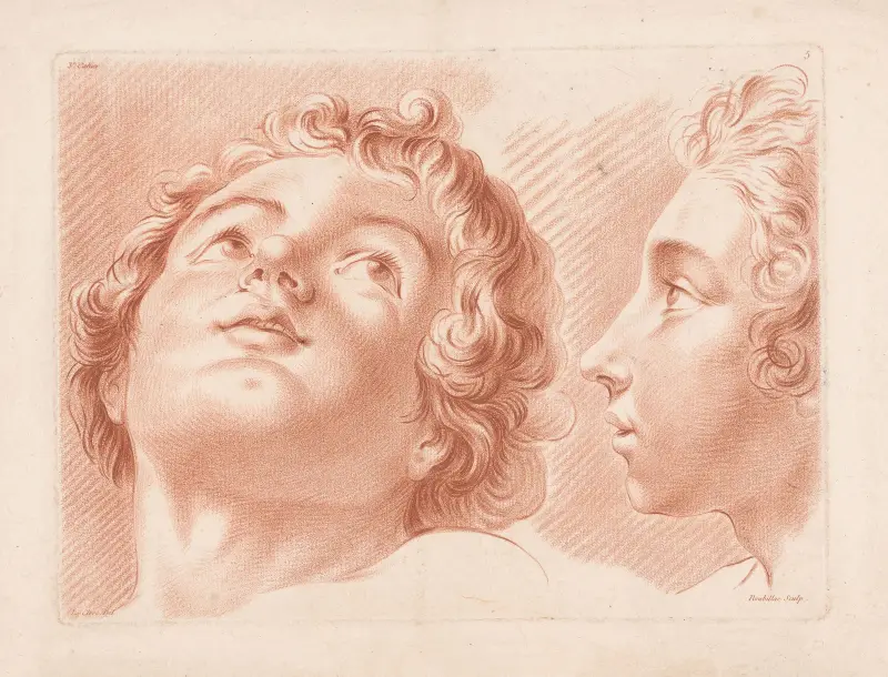 Två pojkars huvuden av Louis-François Roubiliac