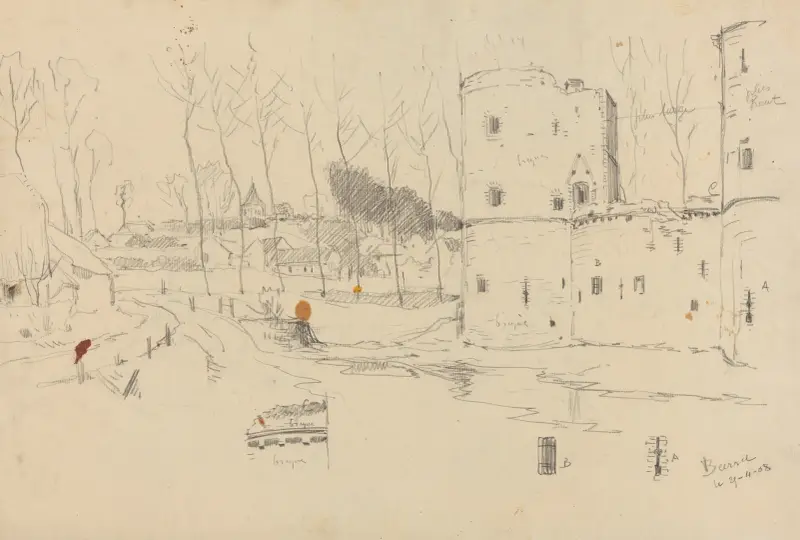 Beersel (château – croquis avec annotations) av Jean-François Taelemans