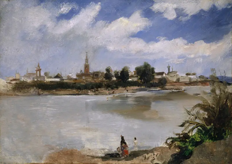 Vy över Sevilla från Guadalquivir av Frank Buchser