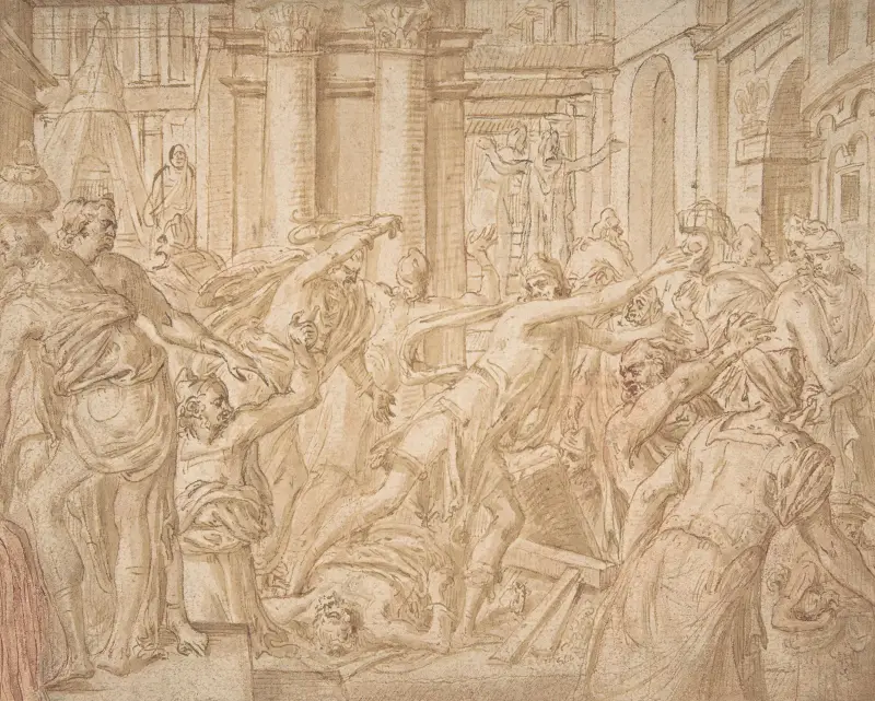 Kristus driver ut växlarna ur templet av Frans Floris