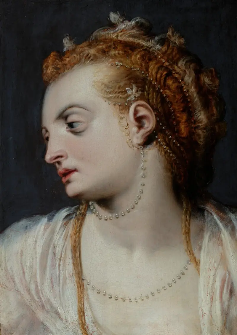 Studie des Kopfes einer jungen Frau in Weiß von Frans Floris