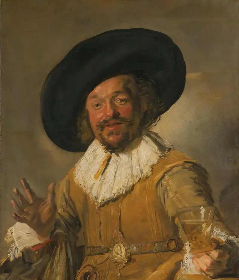 En militär med ett berkemeyerglas, känd som 'Den glade drickaren' av Frans Hals