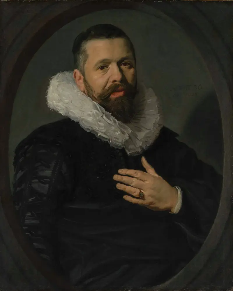 Porträtt av skäggig man med pipkrage av Frans Hals