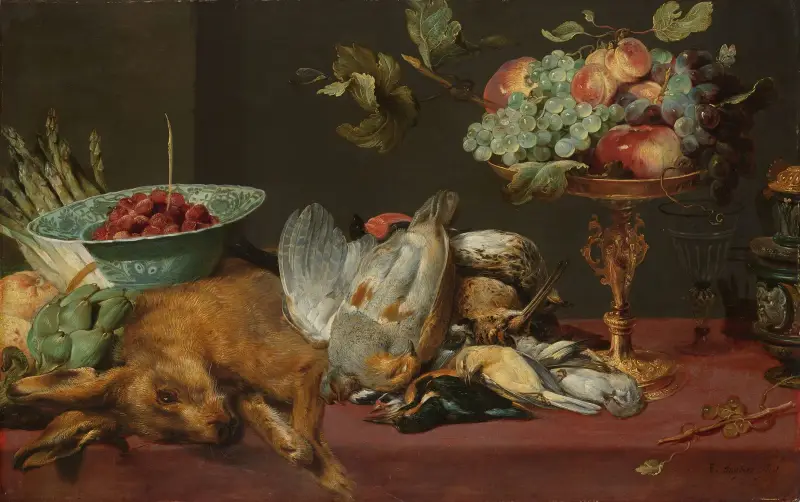 Stilleben med dött vilt, frukt och grönsaker av Frans Snyders