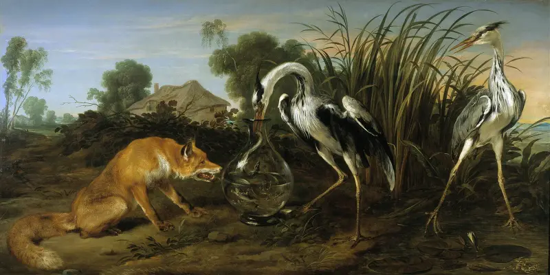 Der Fuchs, der den Reiher besucht von Frans Snyders