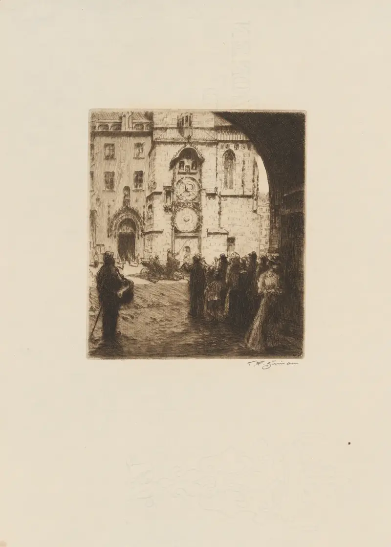 Vor dem Horologium der Altstadt von Tavík František Šimon