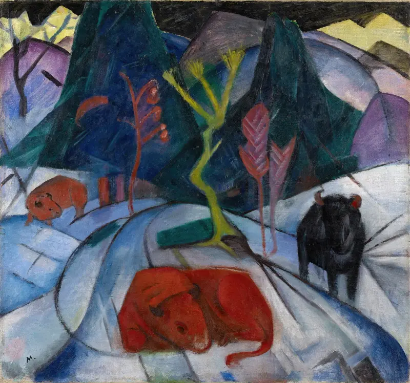 Ein Bison im Winter (Der rote Bison) von Franz Marc