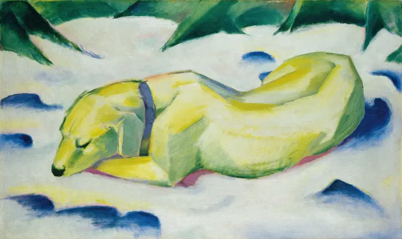 Pes ležící ve sněhu, Franz Marc
